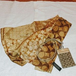 Coach silk scarf & ID Lanyard